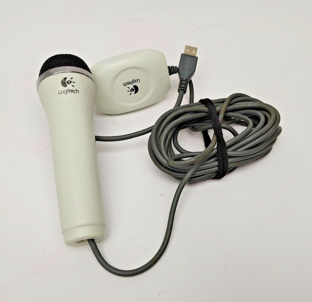 Logitech USB Microphone Wired PC Mic White USB Plug Play Computer Karaoke Mic