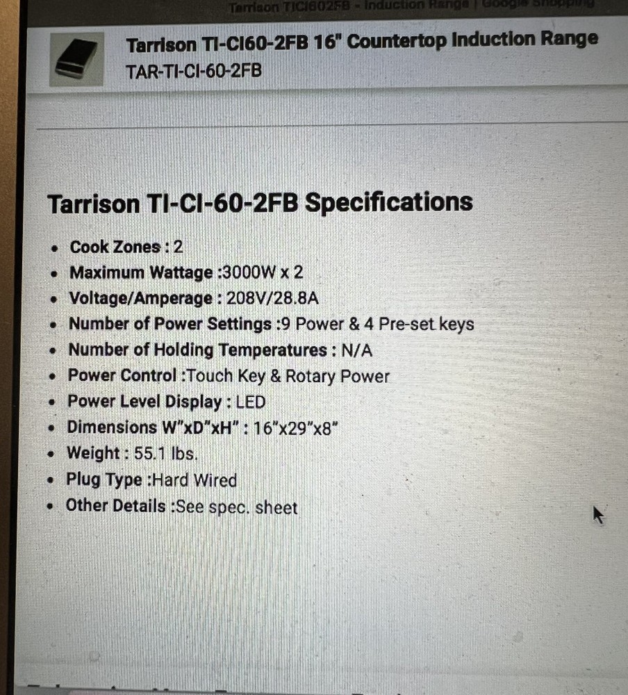 tarrison double induction cooktop #ti-ci-60-2fb