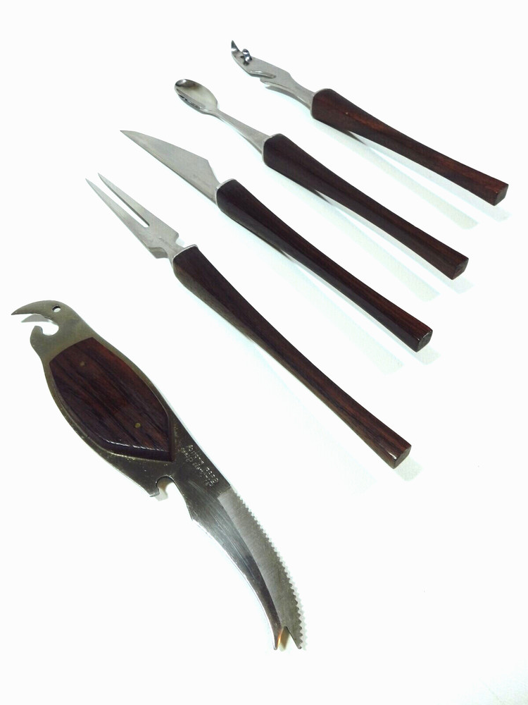 Mid Century Modern Teak Barware Set