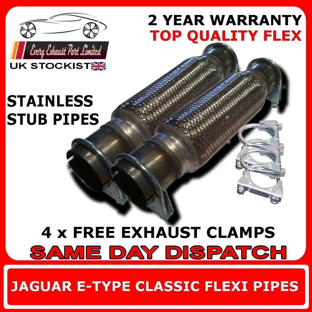 Jaguar E-Type 1961-1968 Exhaust Replacement Flex Flexi For front Pipe (Pair)