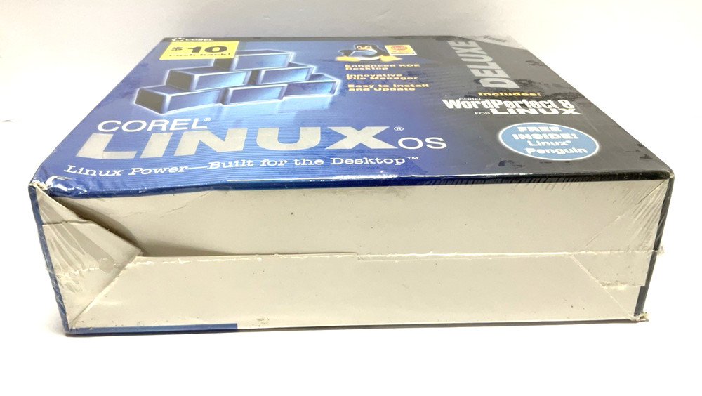COREL LINUX OS DELUXE PC FILE MANAGER BIG BOX 1999 With Linux Penguin New Sealed