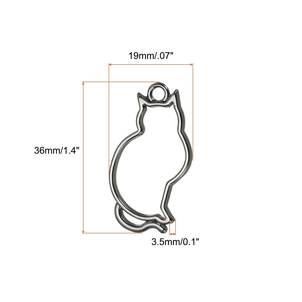 Open Alloy Rear Beast Pendants, 20pcs Cat Cable Size, Black