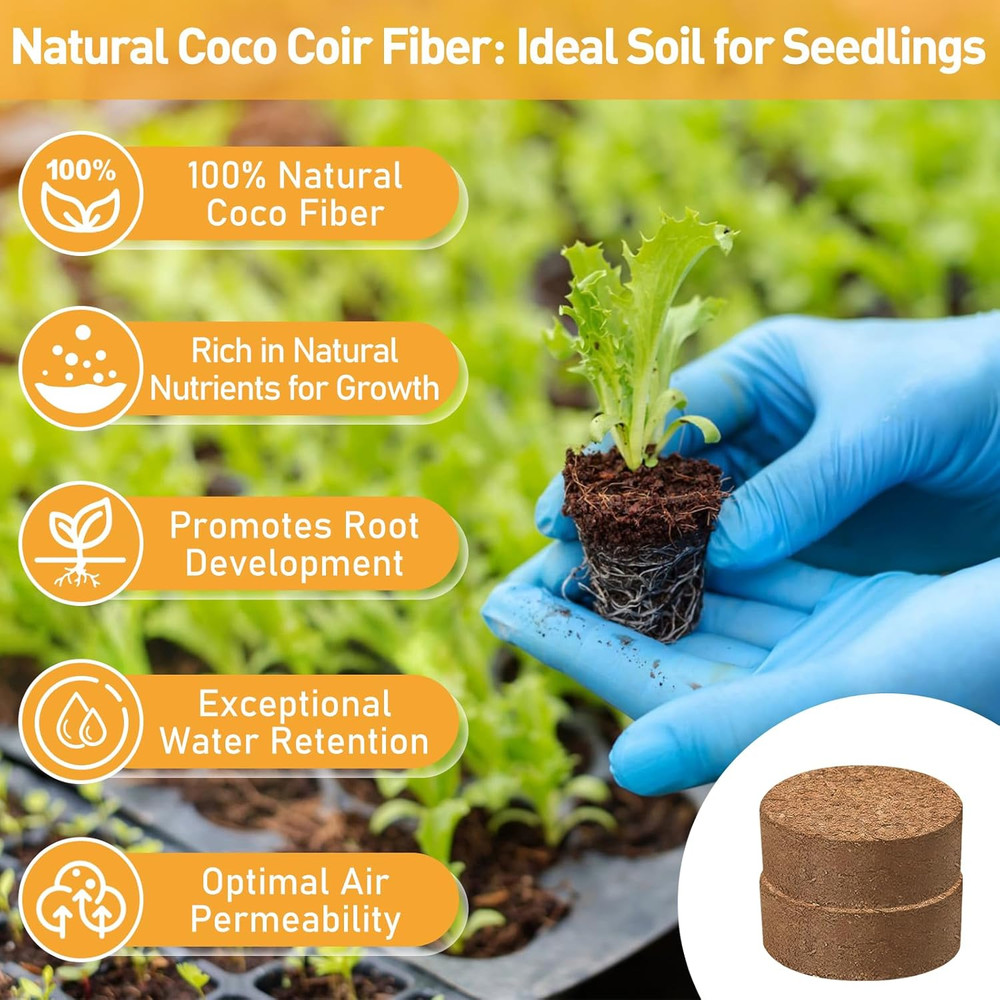 200Pcs Coco Coir Seed Starter Pellets 30mm Compressed Soil Plugs Organic Peat Fr