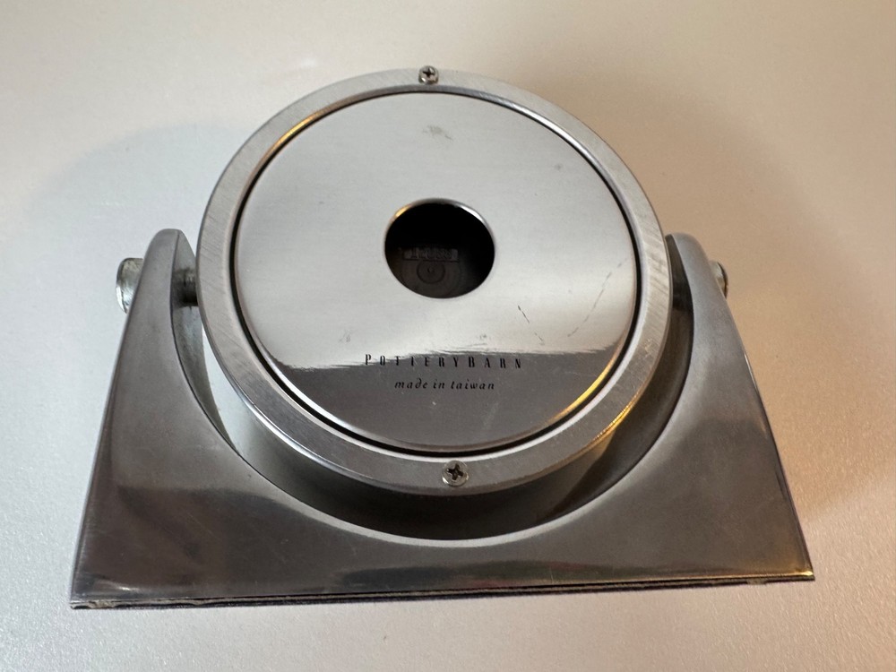 Pottery Barn Chrome Table Clock Tested, Works Great