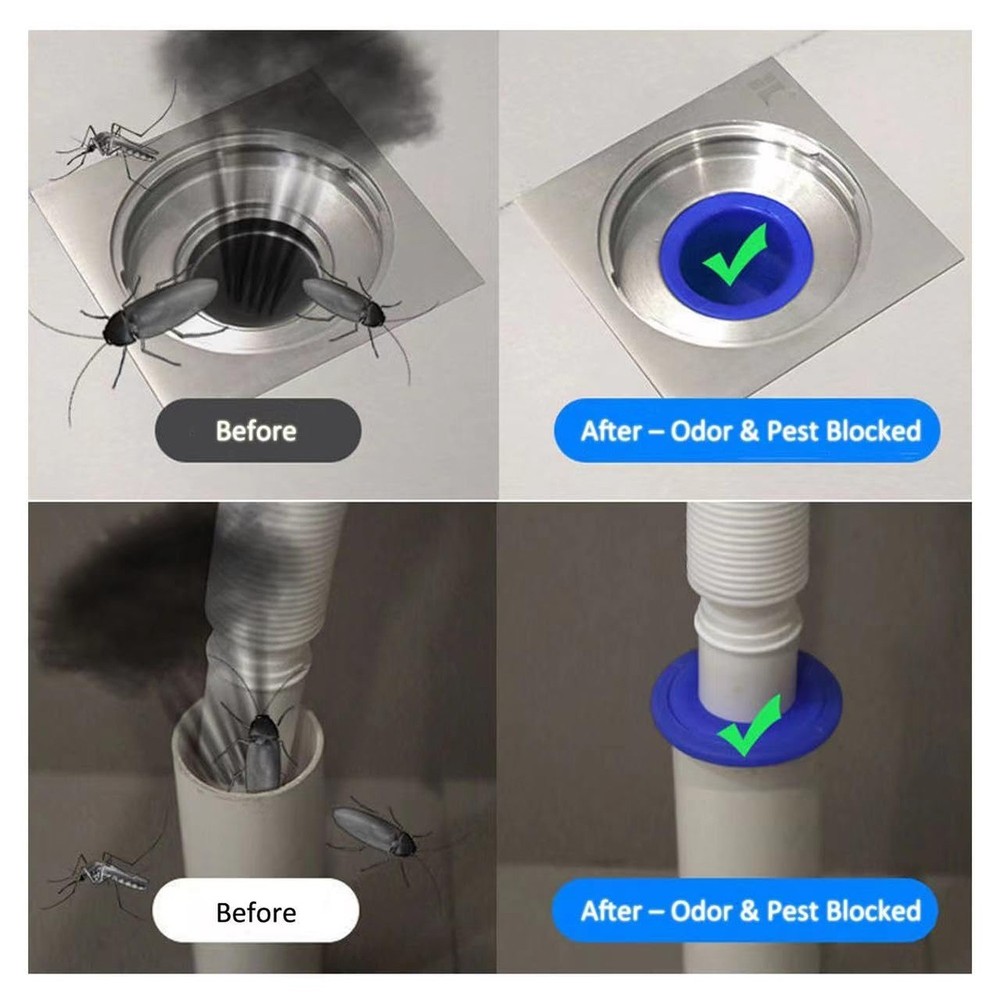 5 Pack Thickened Adjustable Silicone Floor Drain Backflow Preventer, Anti-Odo...