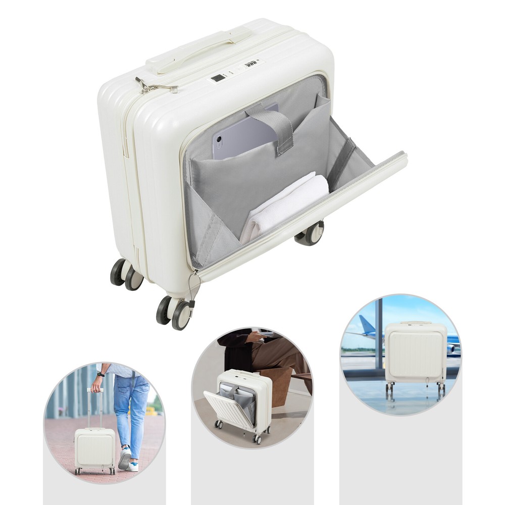 18" front Open Multi-function Suitcase Password Suitcase W/ USB Port+Cup holder