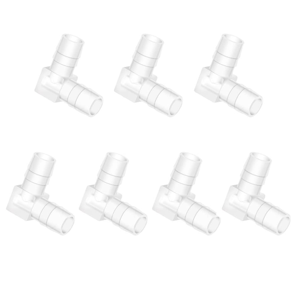 Quickun 1/2" Hose Barb 90 Degree Elbow L Fitting, Plastic (7Pcs), White