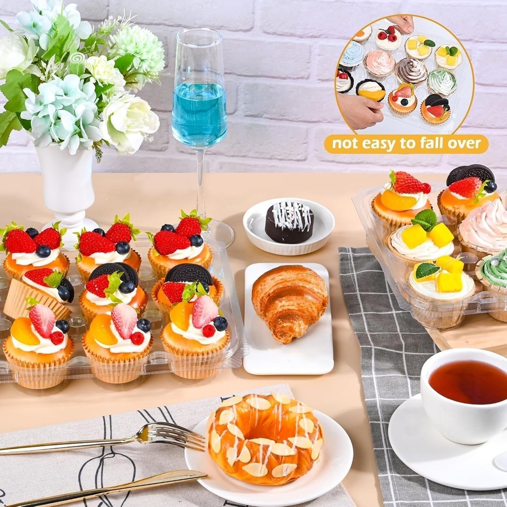 12-Count Cupcake Holders with Secure Locking Dome Lid for Safe Transport