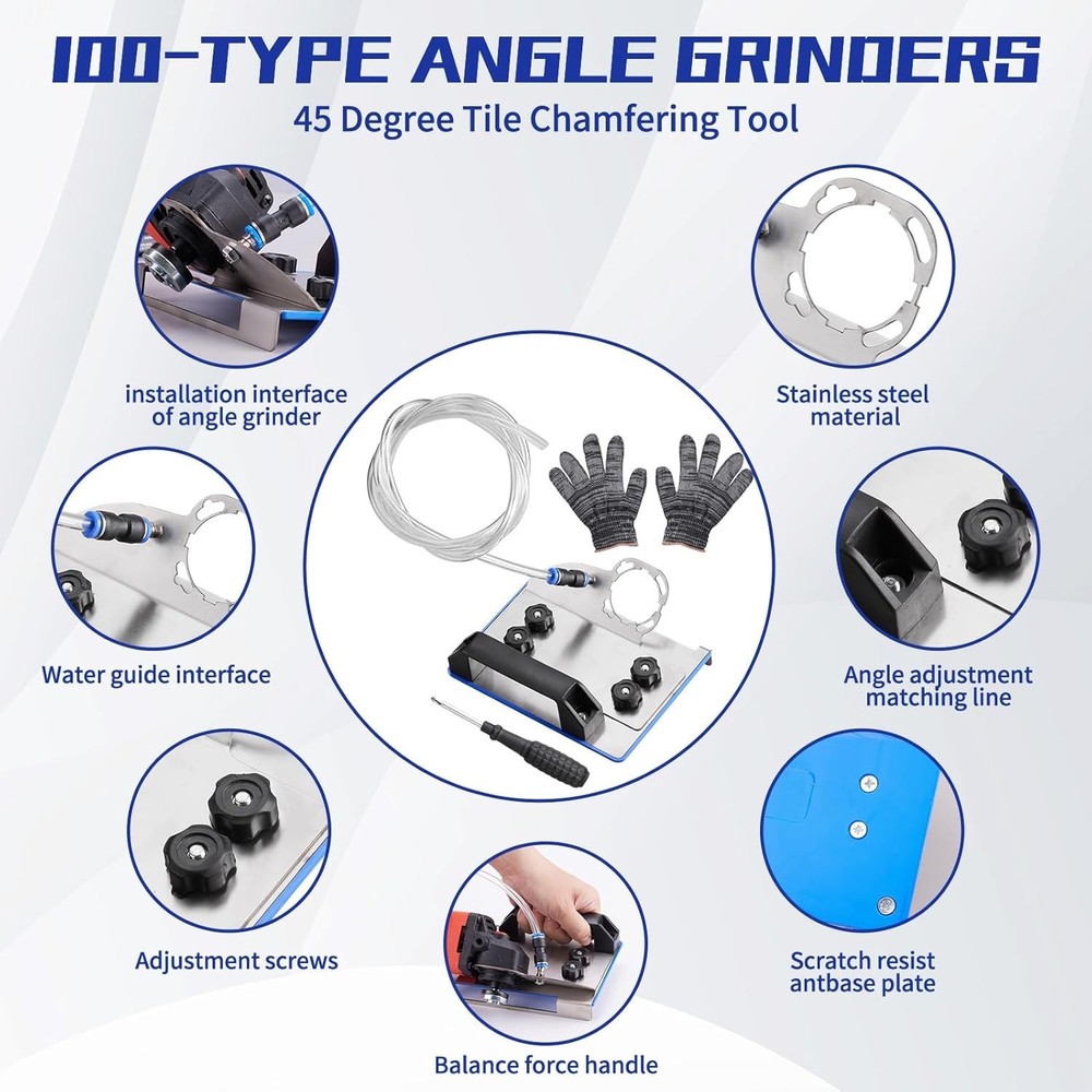 45 Degree Tile chamfering Tool Angle Grinder Stand for 45° Tile Cutting 100-T...
