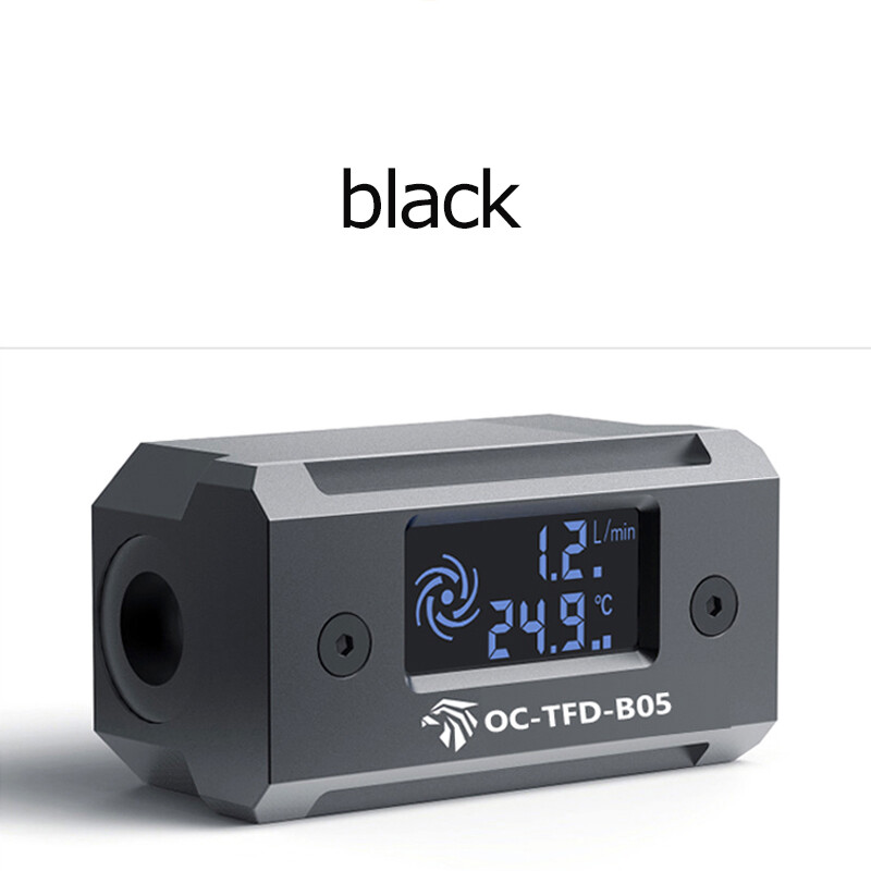 Water Cooling Flow Meter Digital Display Thermometer Indicator G1/4 DIY Fitting