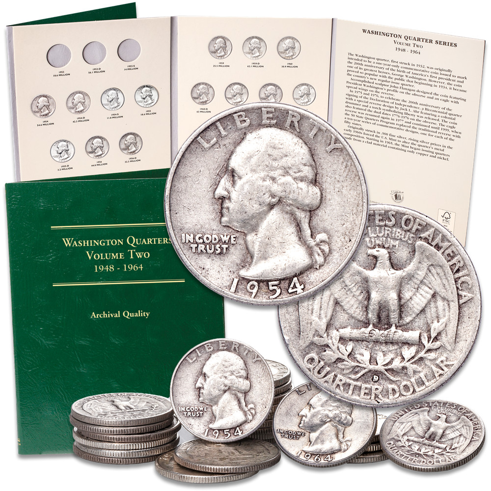 Complete Washington Quarter Set with Folder 1954-1964