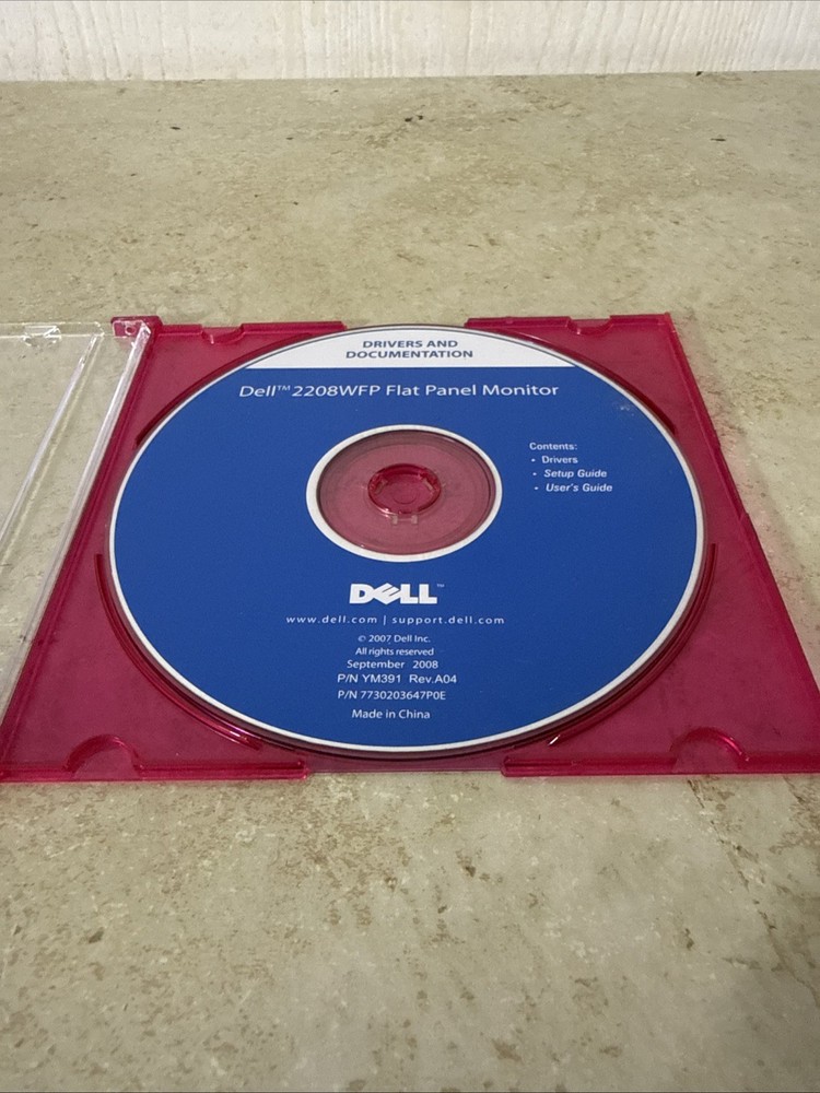 Dell SP2208WFP Flat Panel Monitor CD Drivers User Documentation Webcam Resource