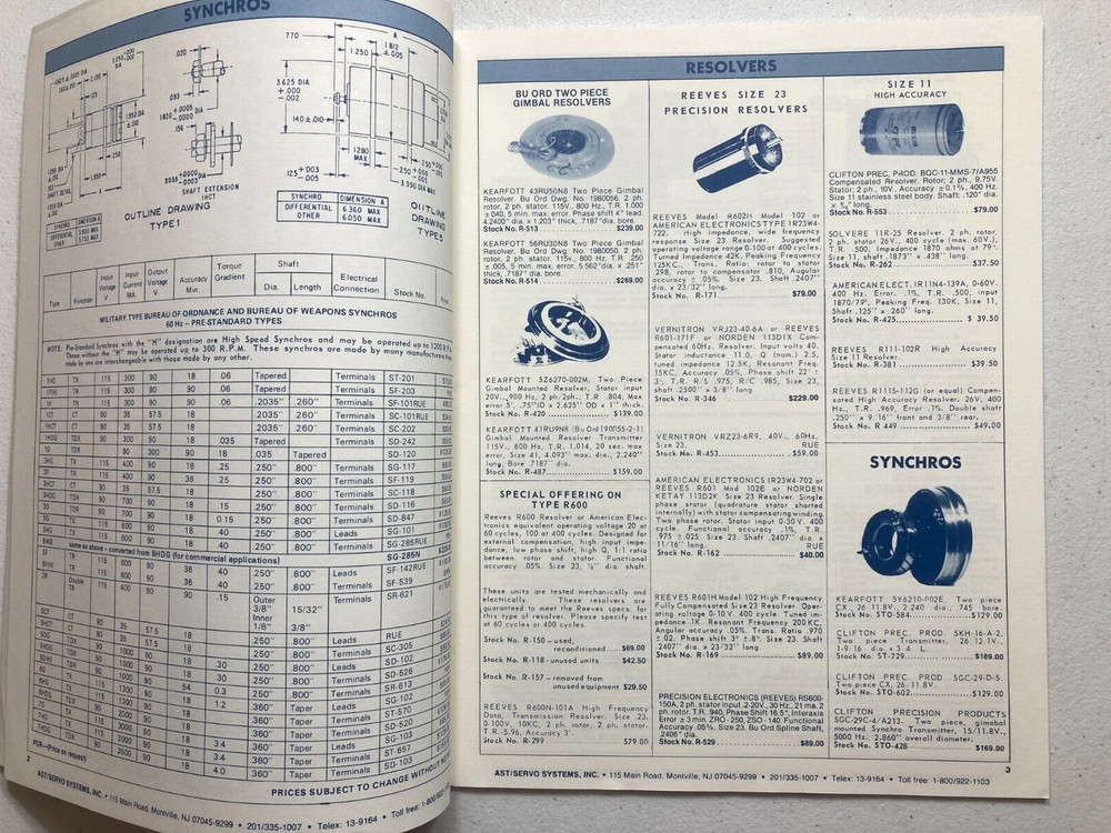1986 AST / SERVO Systems special motion control catalog supplement for robotic