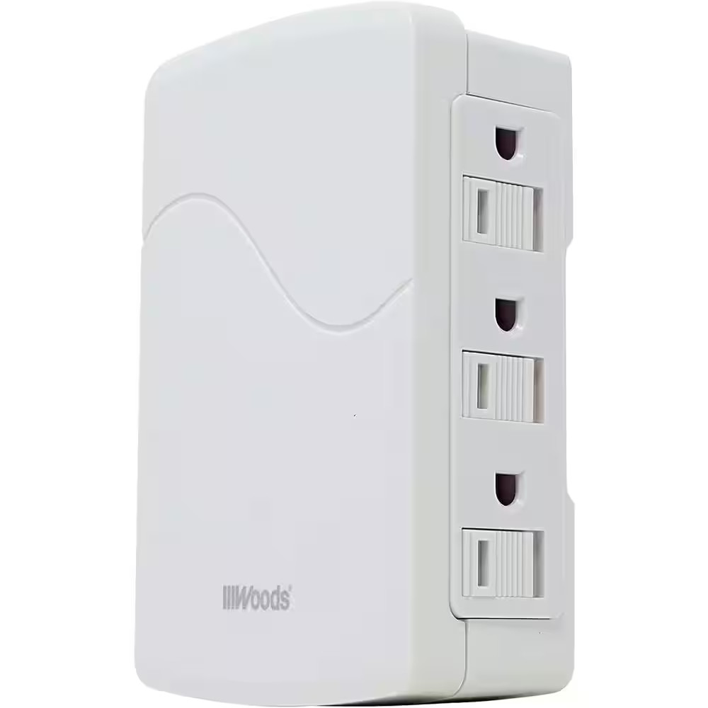 Side Entry Polarized 6-Outlet Wall Tap - White