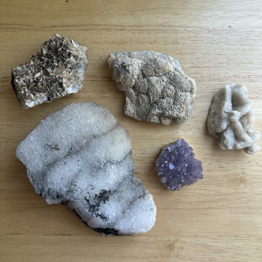 5 Quartz Crystal Specimens 2-5 Inch Yukon Territory Pseudomorphs Amethyst
