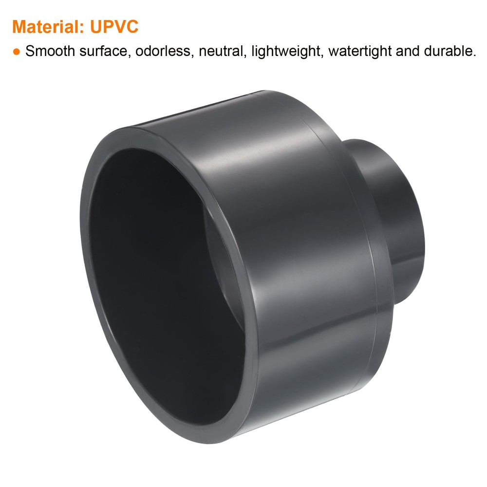 4"x2" SCH80 UPVC Reducer Pipe Fitting Straight Coupling Connector, Grey