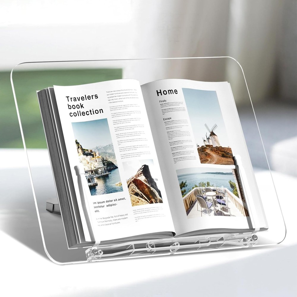 Acrylic Book Stand Reading Portable Book Holder Desk Angle Adjustable Textbook