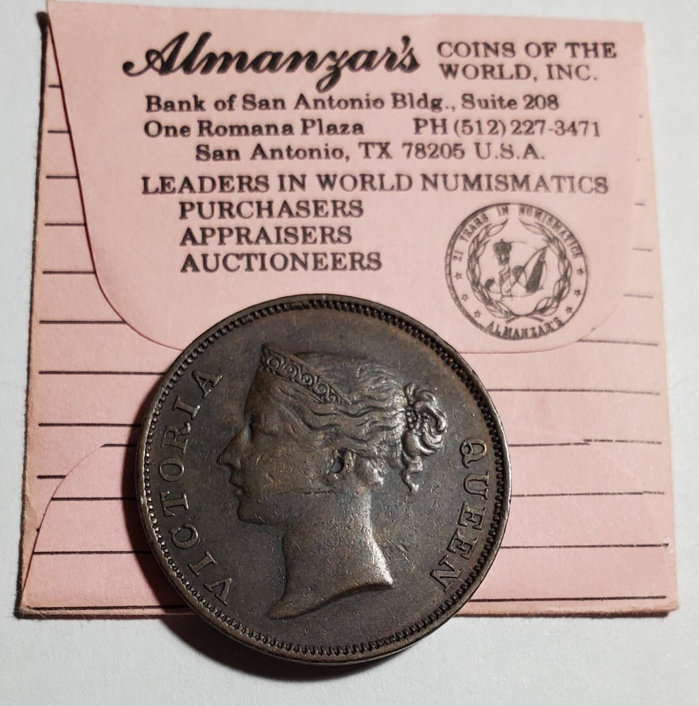 Straits Settlements 1845 Cent Scarce high grade!