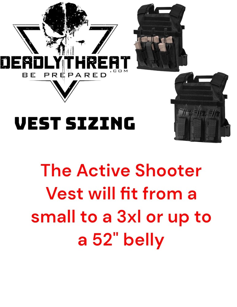 Active Shooter Molle Tactical Vest Plate Carrier Black