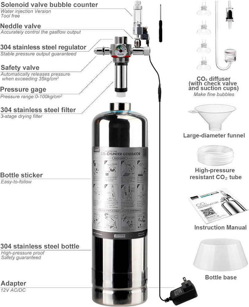 Aquarium CO2 Generator Kit Double Pressurization Enhanced Version, G700S