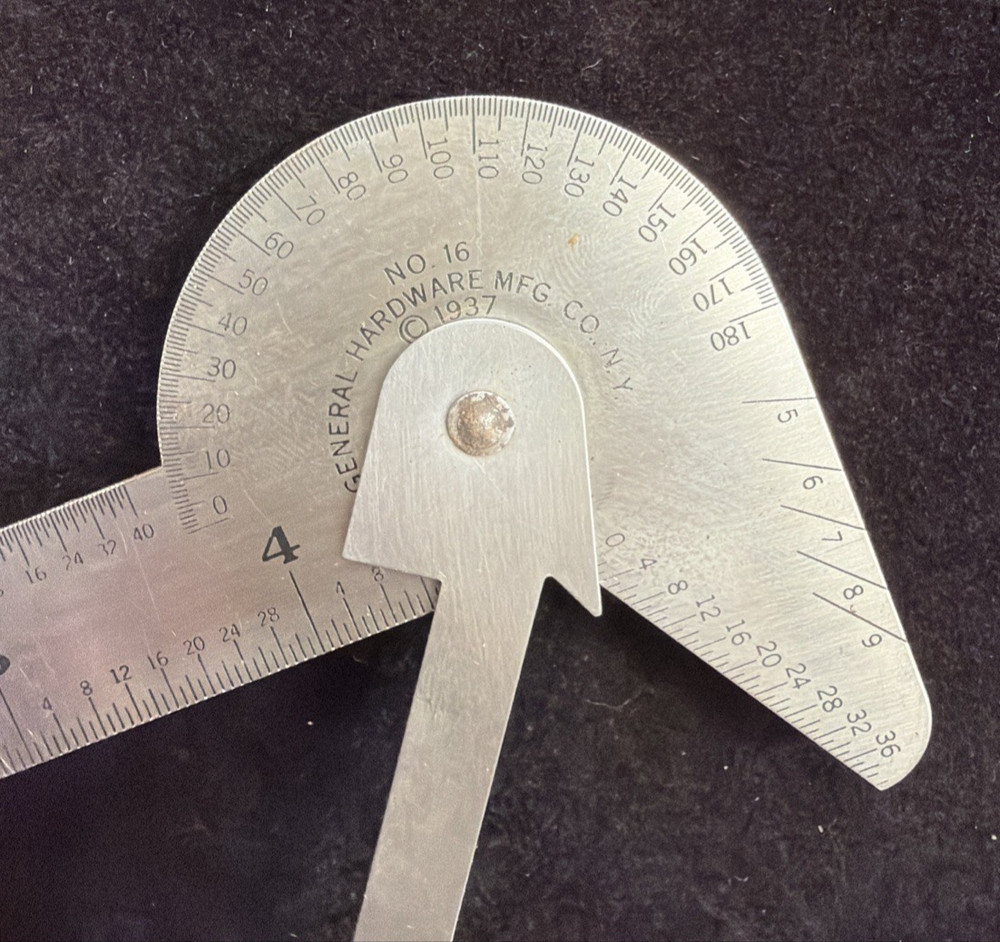 Vintage General SS No. 16 Multi-Use Ruler In Sleeve