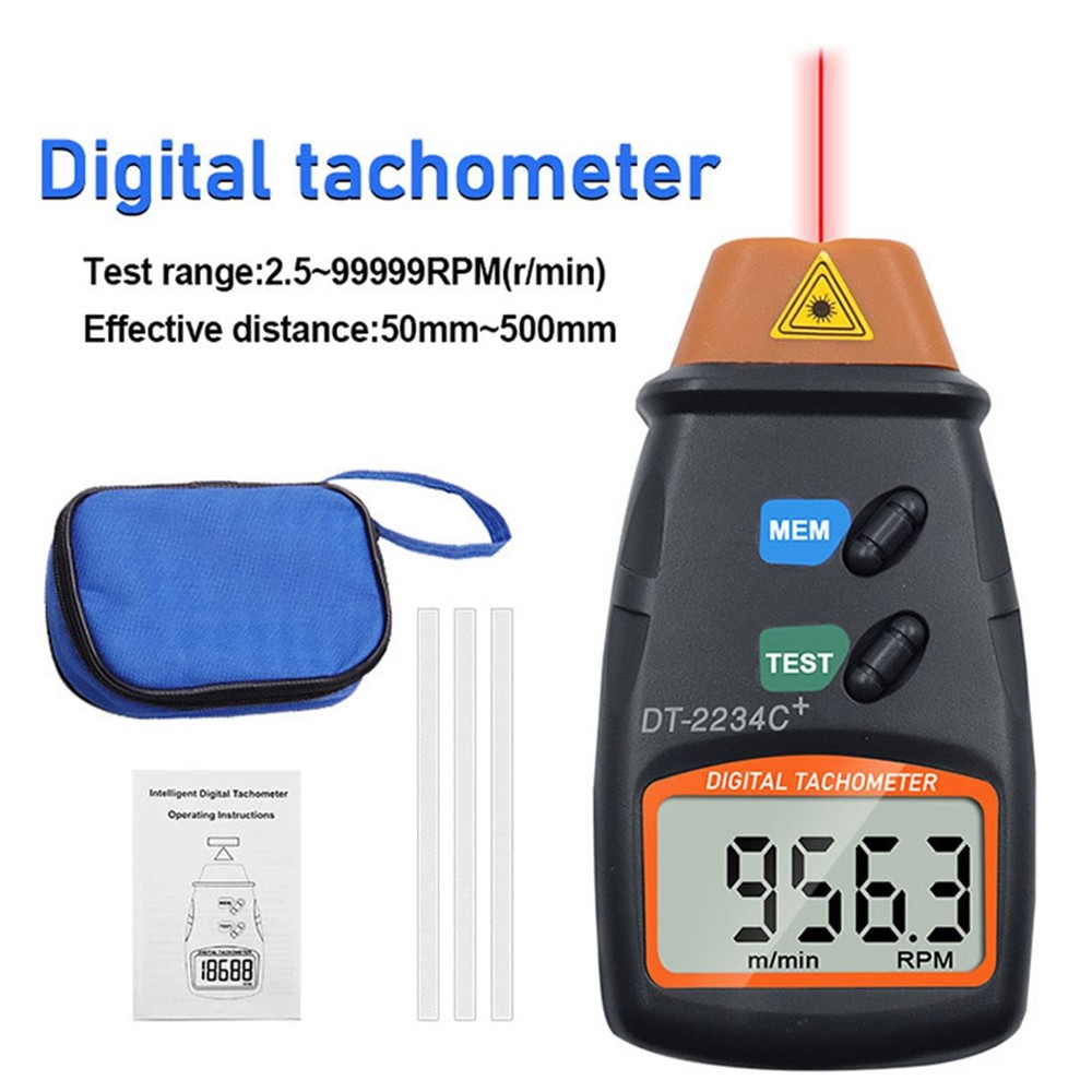 RPM Tachometer Quick Sampling LCD Display Auto Reset Digital Tachometer Non 2...