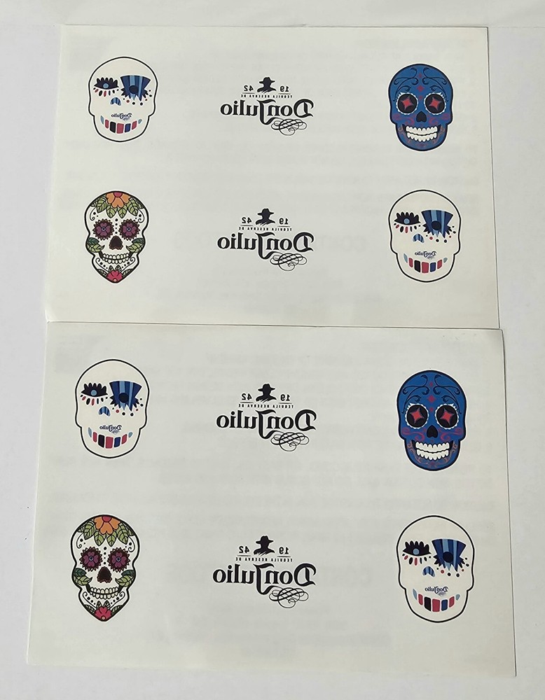 Don Julio-Sugar Skull Temporary Tattoos-2 Sheets