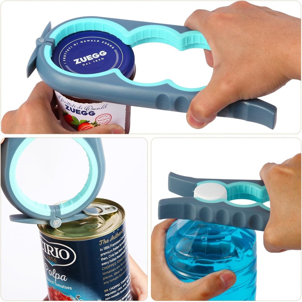 Jar Opener for Weak Hands Arthritis Multi Lid Gripper Blue Grey