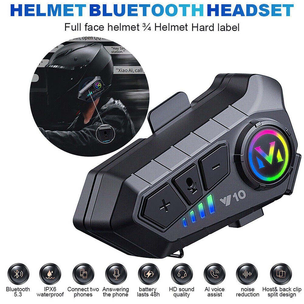 Waterproof HiFi Bluetooth 5.3 Bilateral Stereo Motorcycle Helmet Headset
