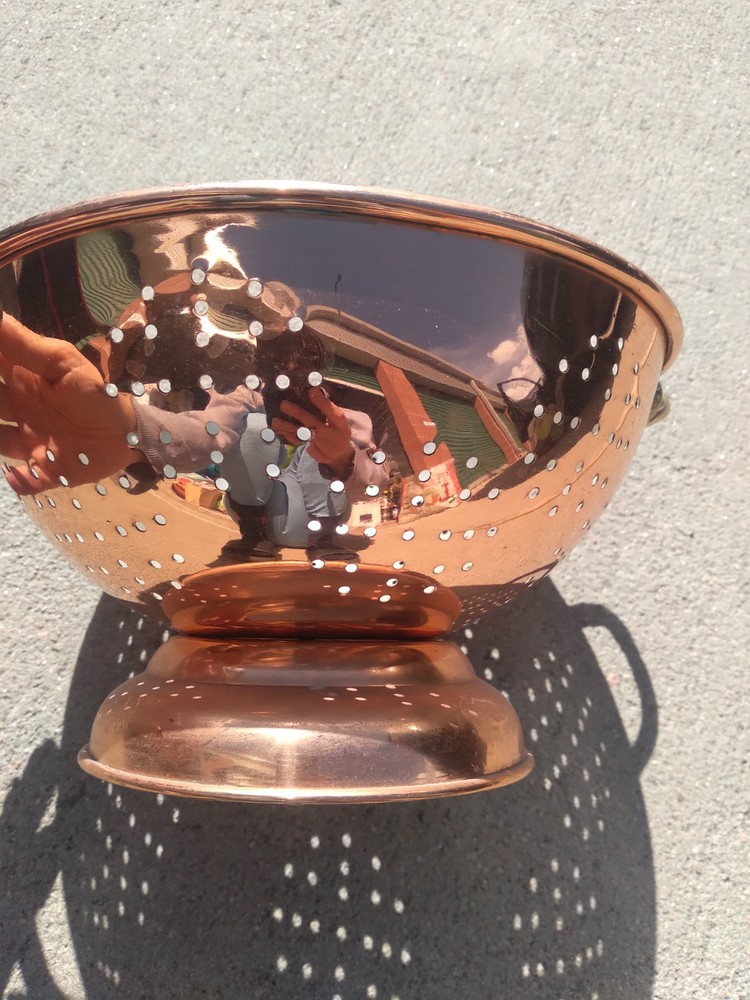 Vintage Copper Cookware Strainer Colander Handles
