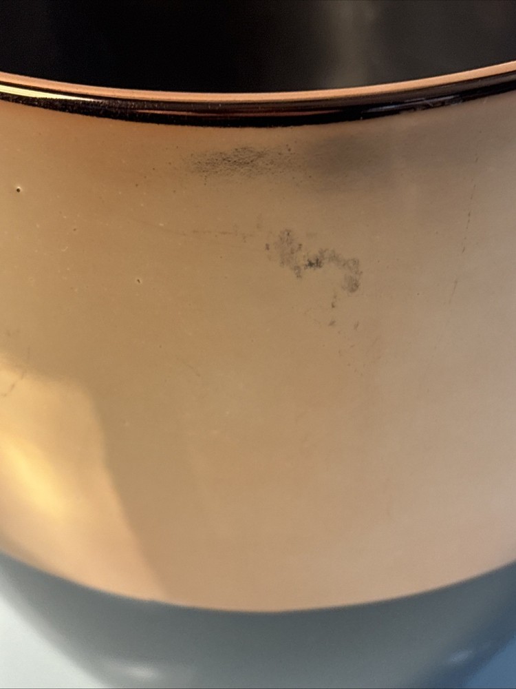 Modern Two-Tone Ceramic Planter Pot No Drain Hole 7” Tall Copper Black Decor