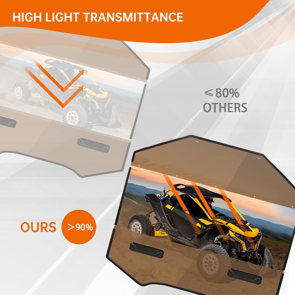 Front Full Vented Windshield Compatible with 2024+ Can-Am Maverick R clear