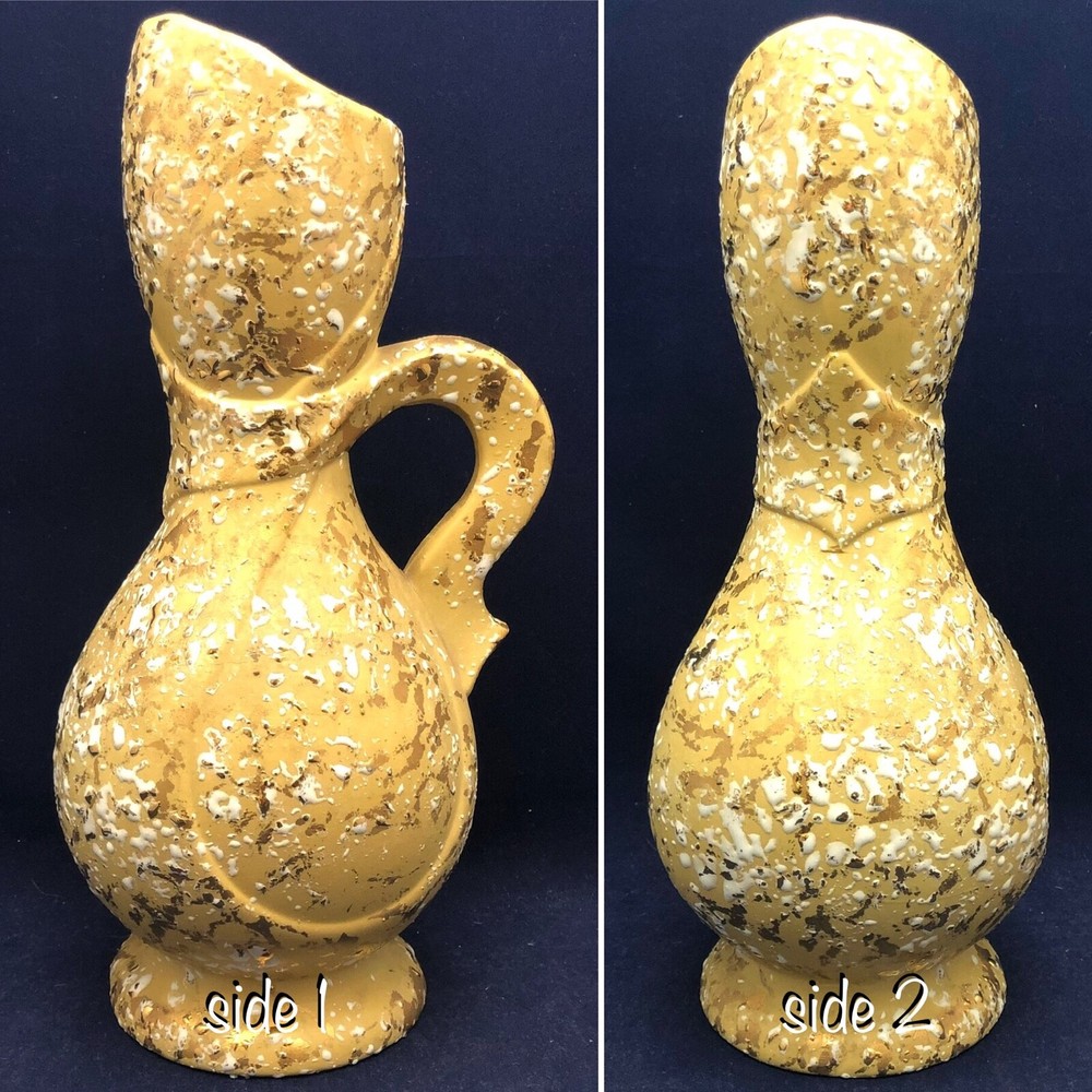 MCM Molton Gold Ceramic Water Beverage Pitcher Hand Crafted