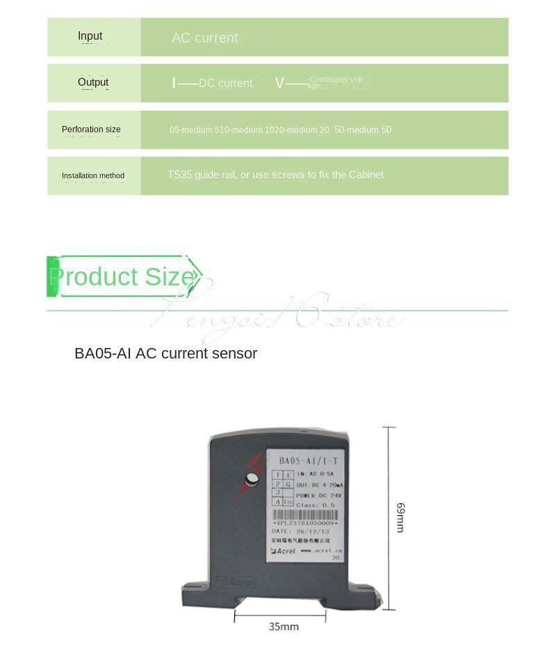 1PC 0-10A/4-20ma current isolation transmitter BA05-AI/I AC Current Sensor