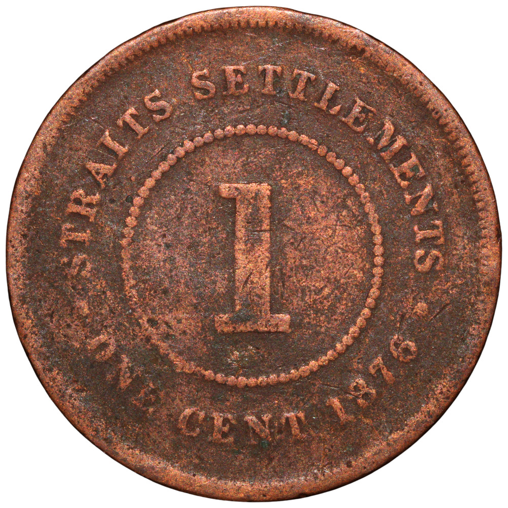 1876 Straits Settlements Victoria 1 Cent Coin – Copper