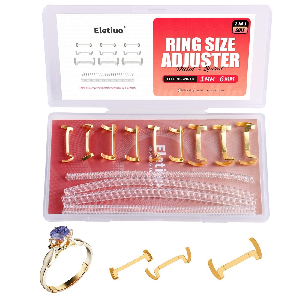 ELETIUO 13 Pack Filled Adjustable (2mm, 5mm, 3mm, 5mm), Gilded+Transparent