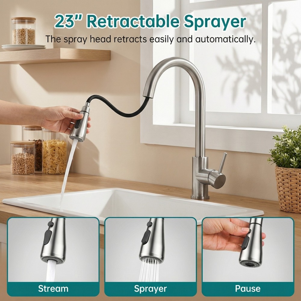 Touchless Kitchen Faucet with Pull-Down Sprayer & Motion Sensor | 23" Extra Hose