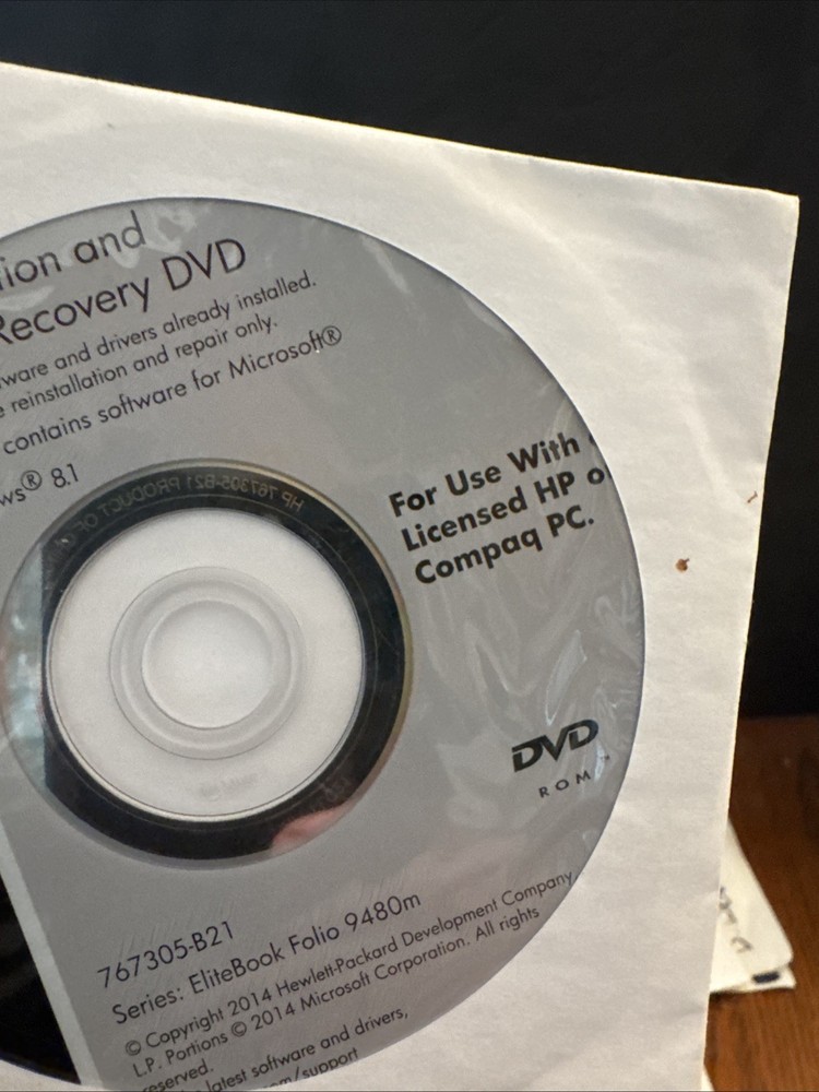 HP Compaq Windows OS 8.1 Application Recovery DVD's 64-Bit