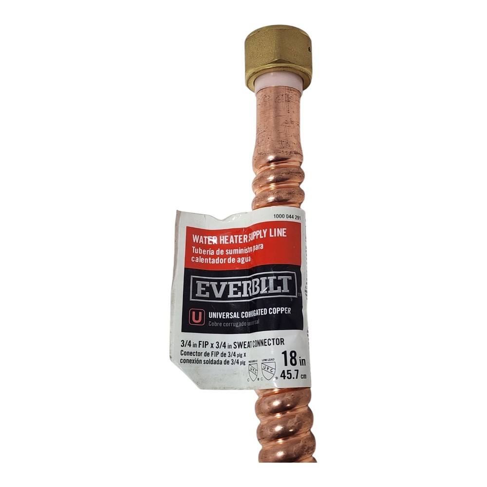 Everbilt Copper Pipe Water Heater Supply Hose 18" x 3/4" FIP x 3/4" 1008 044 291