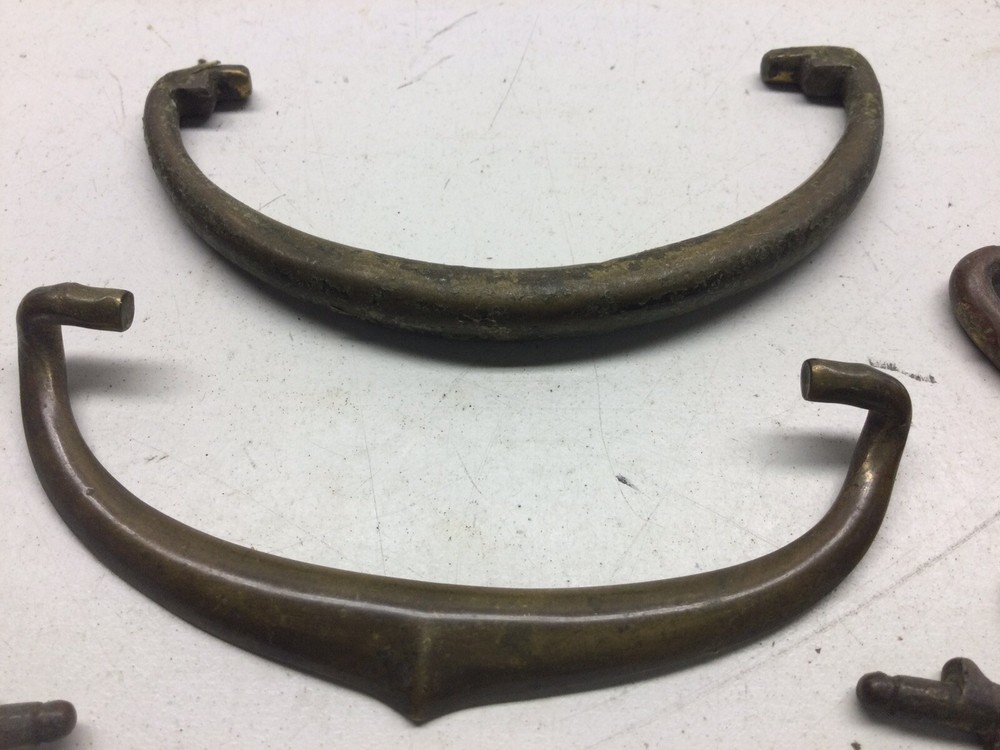 7) Antique Solid Brass Drawer Pulls Bails Only