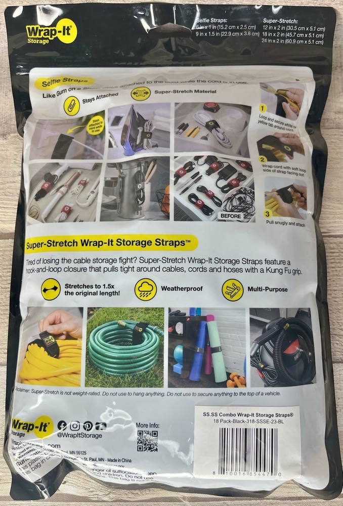 Quick-Straps by Wrap-It Storage - Assorted 18 Pack, Black