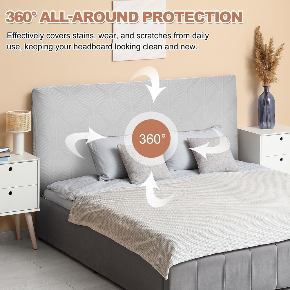 Bed Headboard Slipcover, 47" Jacquard Stretch Protector Covers, Blue
