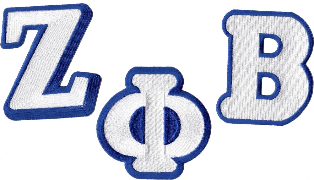Zeta Phi/Φ Beta Large Letter Iron-On Patch Set [White - 4"]