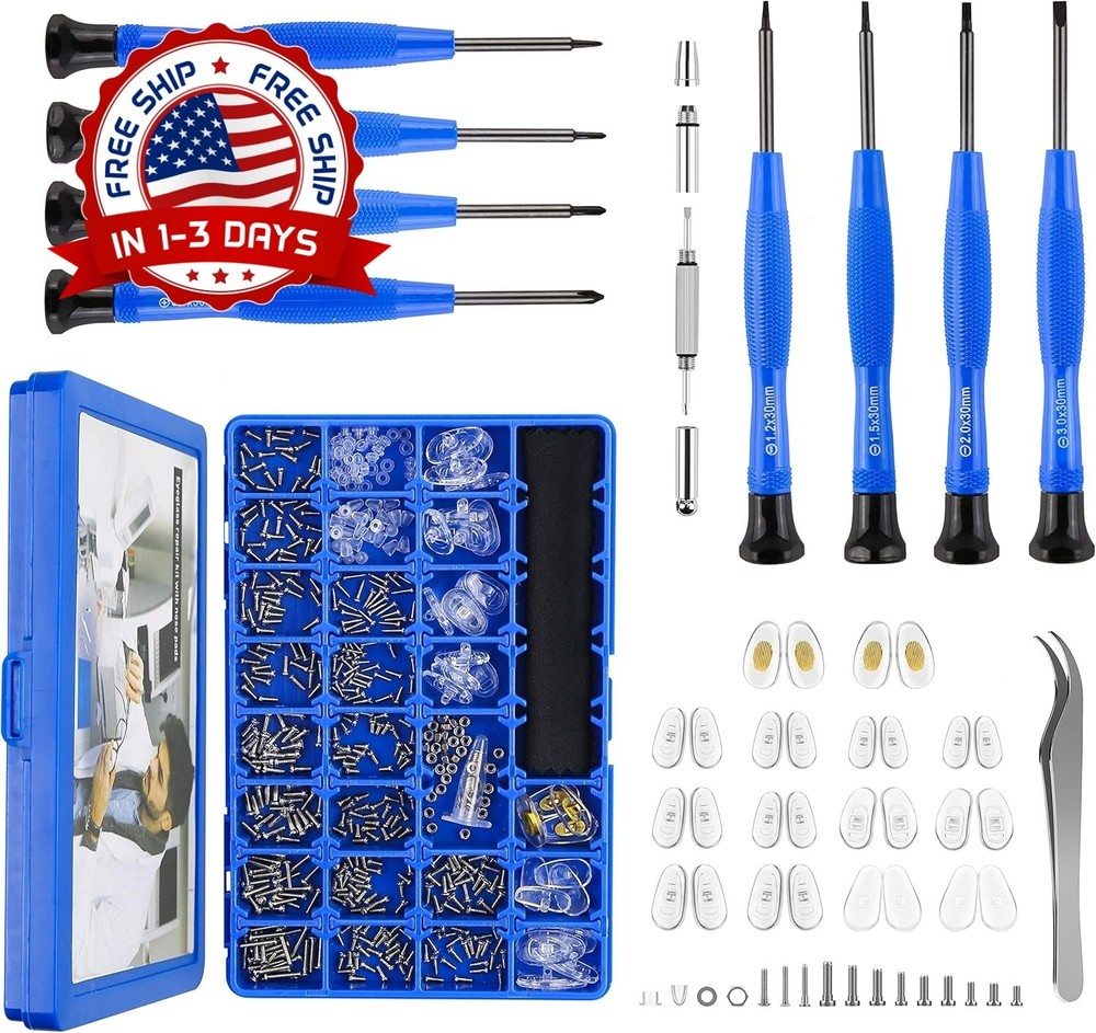 Kit De Reparacion De Gafas Version Mejorada Herramientas Reparacion Color Azul.
