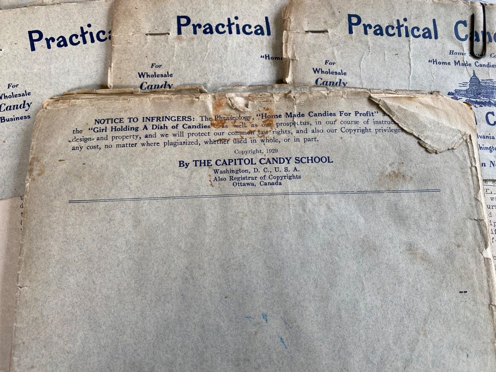 Antique PRACTICAL CANDY MAKING The Capitol Candy School Lessons Recipes Vintage