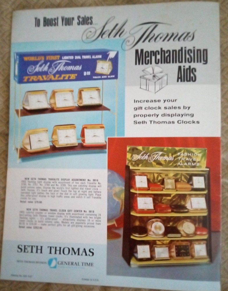 Original Seth Thomas Clock Catalog 825 6-67 20 Pages