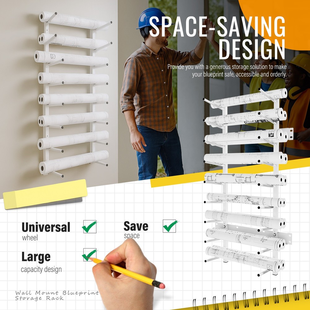 Wall Mount Blueprint Storage Rack Display Rack File Holder For Drawings Artwork