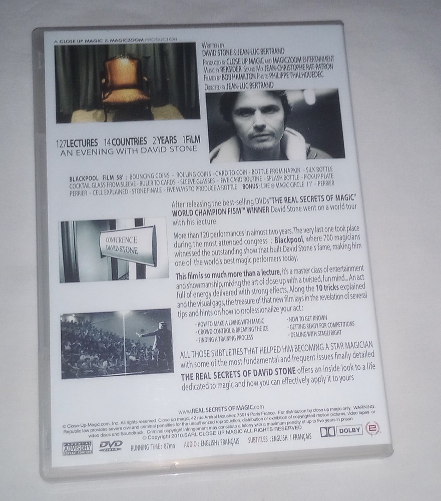 David Stone Real Secrets Doc Lecture Dvd Card Coin Magic Silk Bottle
