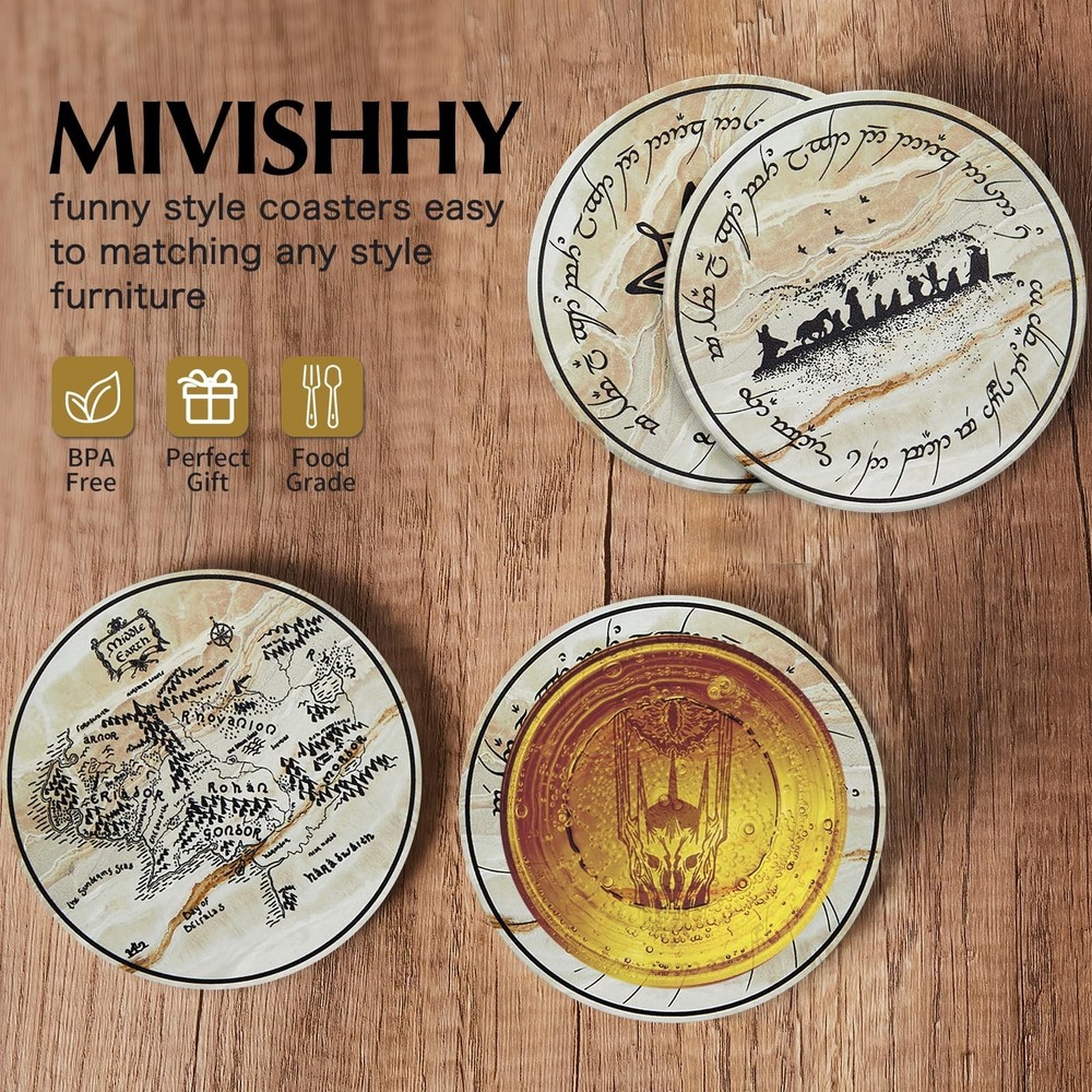 Rings Absorbent Coasters for Drinks,Coasters for Home Decor,6Pcs Rings Stone ...