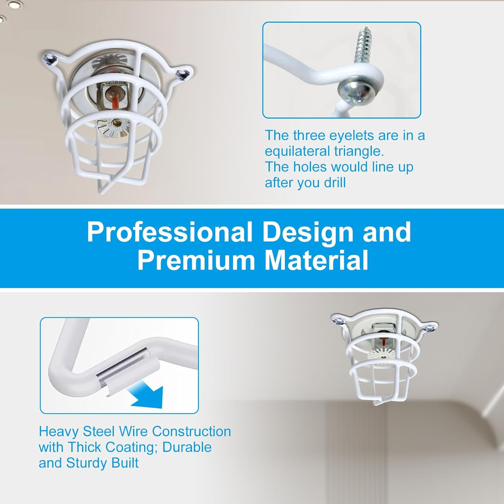 Happy Tree (6 Pack) White Fire Sprinkler Head Guard Cover Cage Protector for Bot